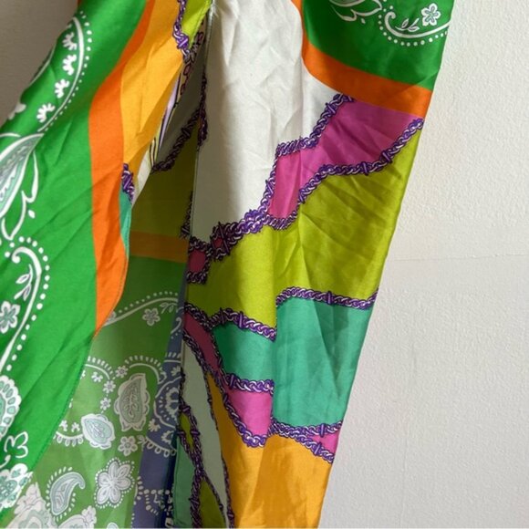 Zara Nod Paisley Colorful Satin Midi Skirt - Picture 6 of 11